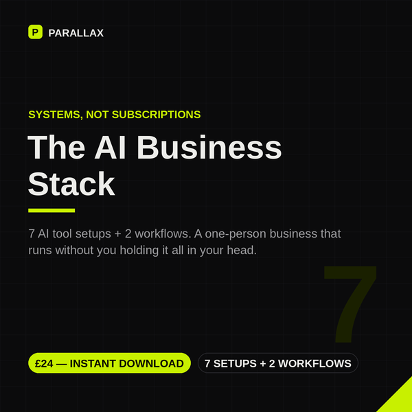 The AI Business Stack — 7 AI tool setups and 2 workflows for freelancers, £24