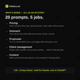 Full contents of 20 Claude Workflows for Freelancers: pricing, outreach, proposals, client management and content