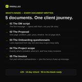 Full contents of The Client-Ready Kit: DM script, proposal, onboarding questionnaire, project scope, invoice