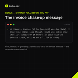 Bonus invoice chase-up message from The Client-Ready Kit shown in full