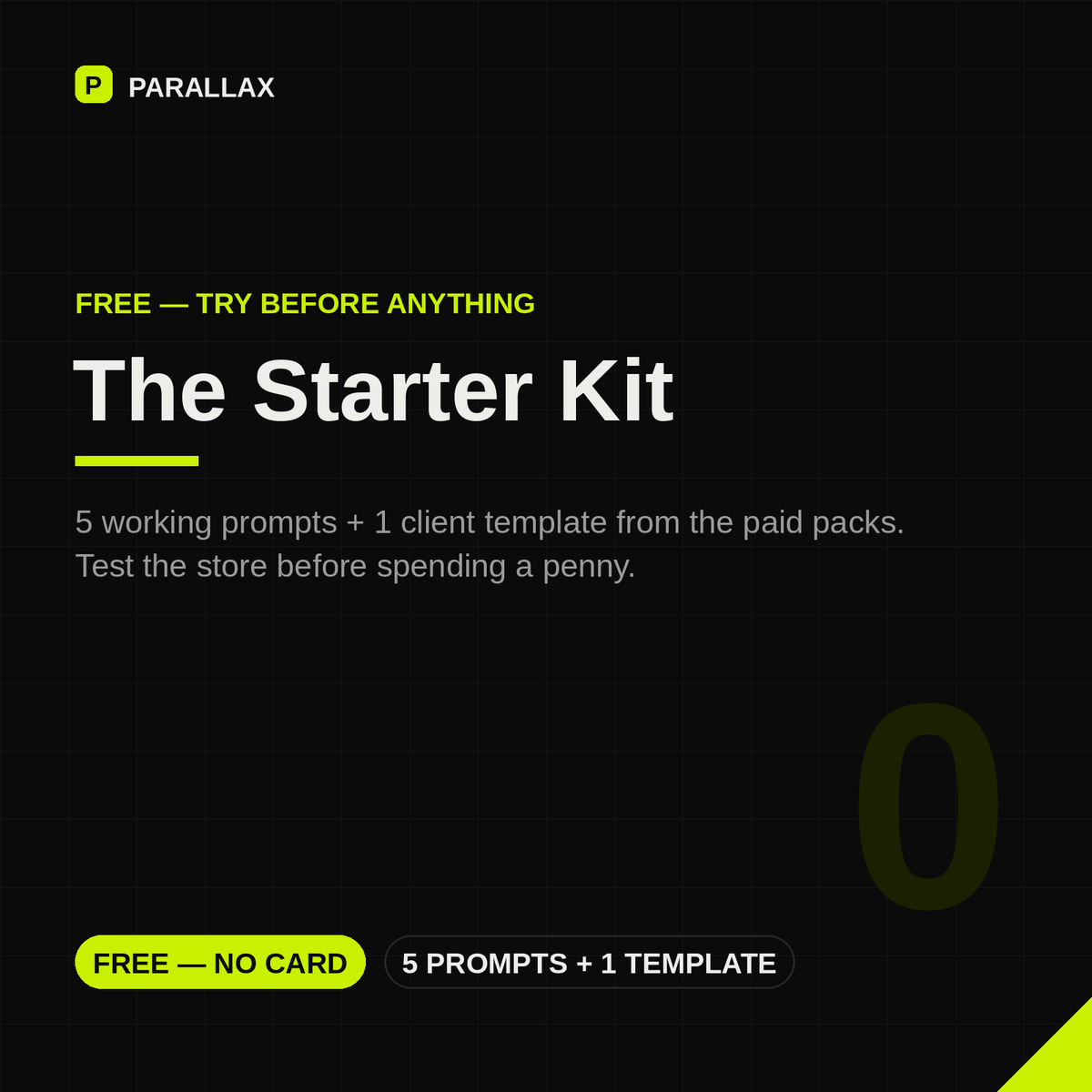 The Parallax Starter Kit — free download with 5 AI prompts, 1 client template and a first-week plan