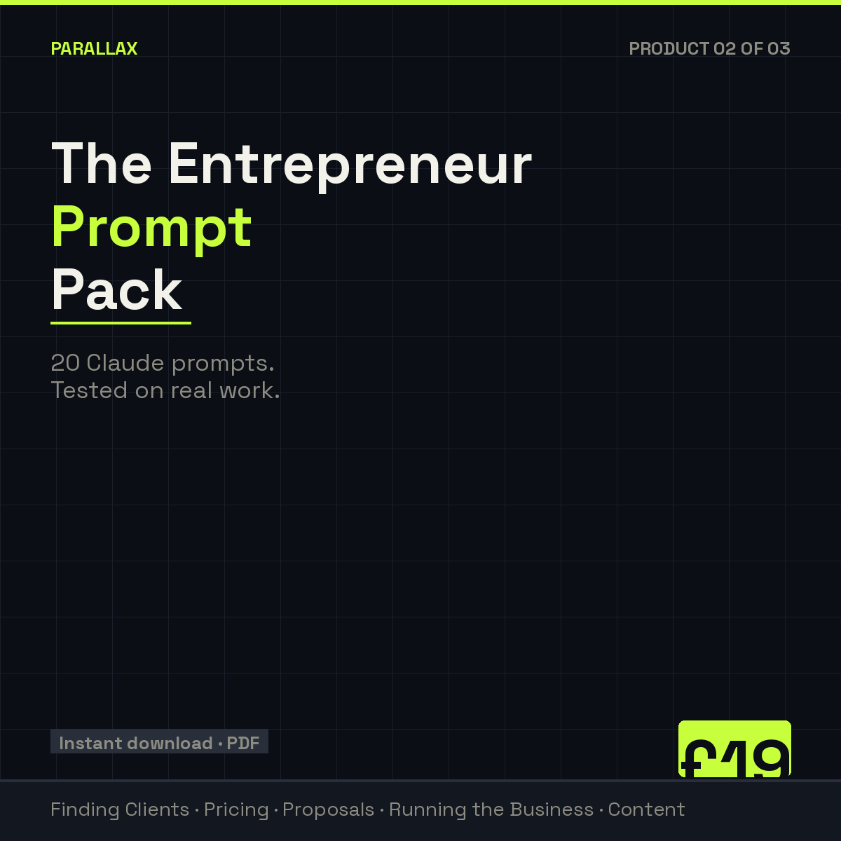Entrepreneur Prompt Pack — 20 Claude AI prompts for pricing, outreach, proposals and client management for young freelancers