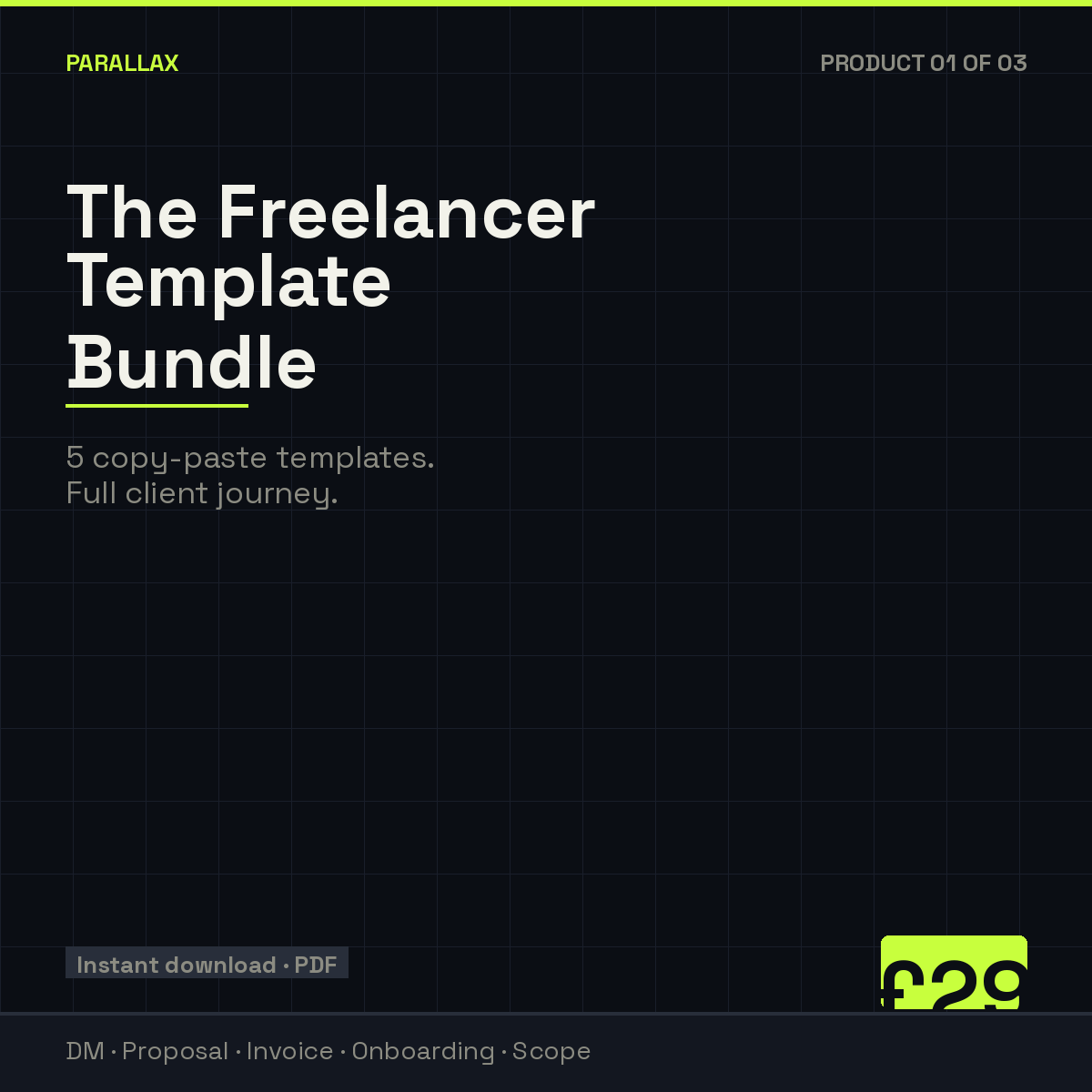 Freelancer Template Bundle — 5 copy-paste client templates: DM script, proposal, invoice, onboarding questionnaire and project scope
